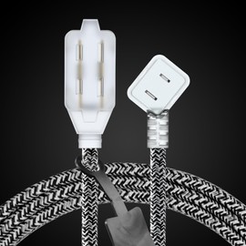 AWLETEC 2 Pack Extension Cord 3-Outlet, 10 Ft Braided Cable, 3 Polarized Outlets with Safety Cap Protect for Home Office, 16/2 SPT-2 UL Listed, Black/White