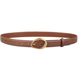 Buywis Women Leather Belt for Jeans Pants Casual Waist Belt with Gold Buckle Fashion Ladies Waist Belt 95cm Brown Suit for waist size 25"-33"