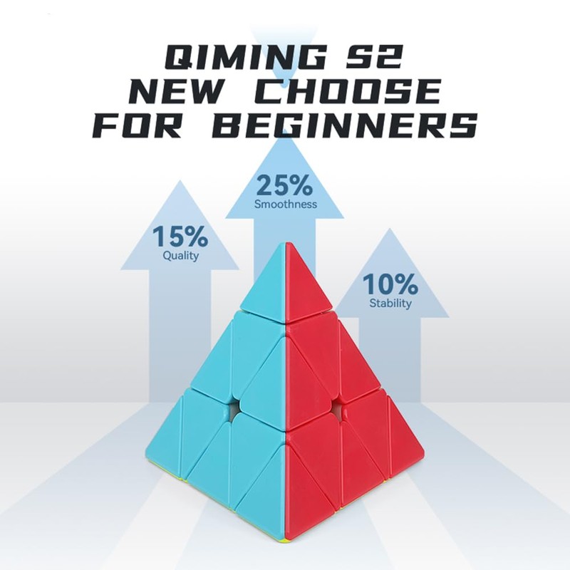 XMDCuber QY Toys 3x3 Pyramide Speed Cube Stickerless, 3x3x3 Pyraminx