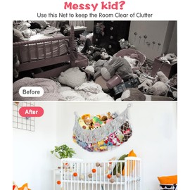 PrimZooty Stuffed Animal Hammock - Extra Large 56'' Long/Light Grey, Stuffed Animal Storage, Stuffed Animal Holder Net, Toy Hammock Large, Toy Storage Organizer