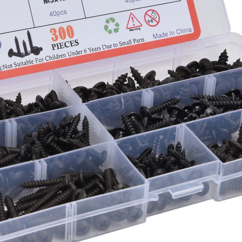 300Pcs Truss Head Self Tapping Screws Cross Carbon Steel Screw