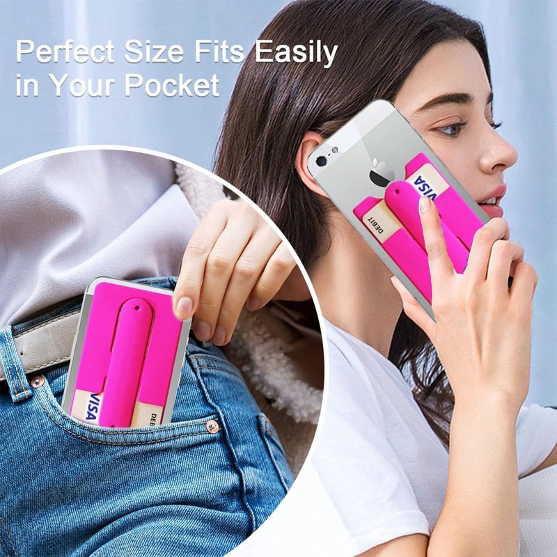 2Pack Card Holder With Cell Phone Stand, Wallet, Stick On