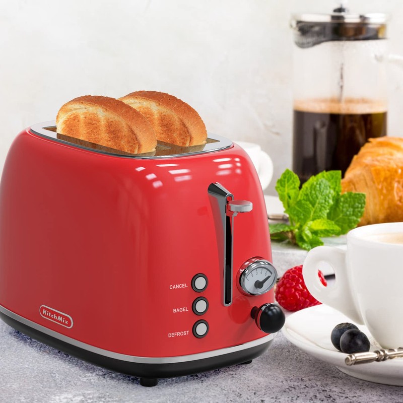 Toaster 2 slice,Retro Stainless Steel Toaster with 6 Settings, 1.5