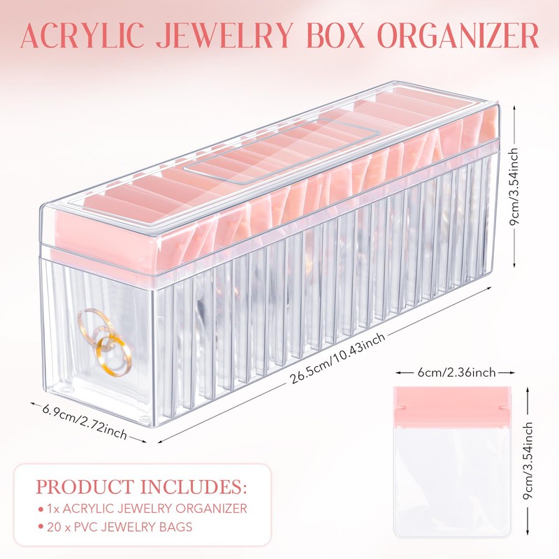 Kenning Acrylic Jewelry Box Organizer Clear Jewelry Storage Holder with