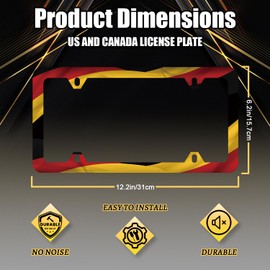 Germany German Flag License Plate Frame Funny License Plate Holder Stainless Steel Auto Parts Personalise License Plate Colorful Decoration with Screws 12.3" x 6.3"