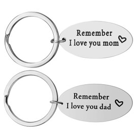 iWenSheng Parent Gifts for Anniversary Wedding Day from Daughter - Christmas Gifts for Parent, 2PCS Remember I Love You Mom Dad Keychain Set