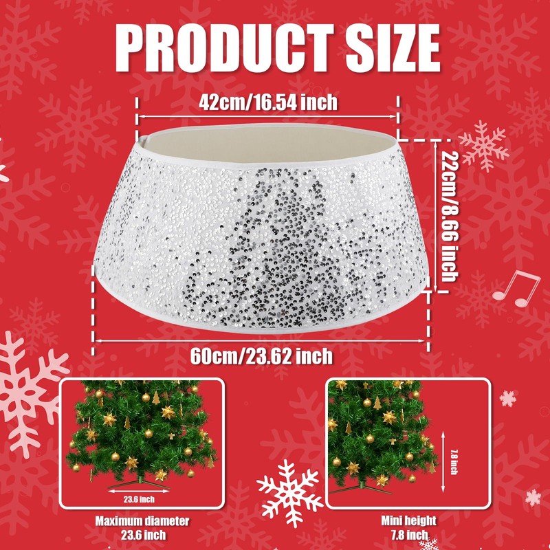 Christmas Tree Collar, Glitter Sequin Tree Skirt Christmas Tree Ring