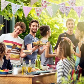 3X 40Ft Fabric Bunting, 42Pcs Outdoor Bunting Banner,Floral Vintage Cotton Triple-Cornered Flag for Birthday