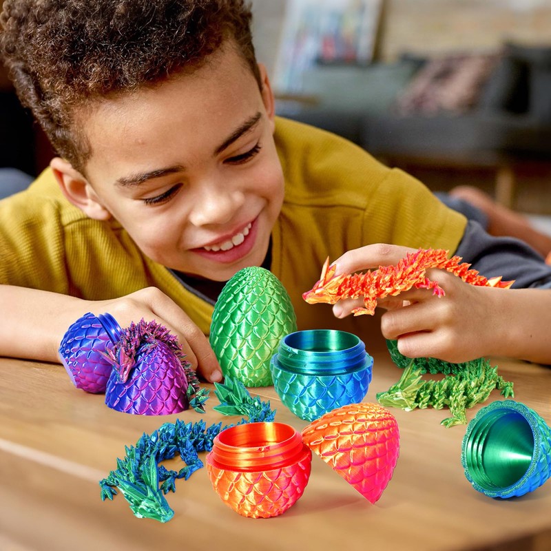 6PCS 3D Printed Dragon Eggs with Dragon Inside, Easter Dragon