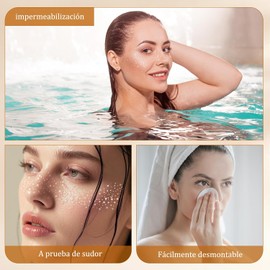 12 Piezas Tatuaje de Pecas con Purpurina Dorada, Tatuajes Temporales de Impermeables y Resistente al Agua para Mujeres, Ideales para Festivales, Fiestas, Carnavales, Eventos Especiales (Plata E)