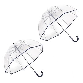 ThreeH 2 Pcs Clear Bubble Umbrella Auto Open Non-Slip Grip Transparent POE Cover for Women Bridal Photography Outdoor Events or Daily Use