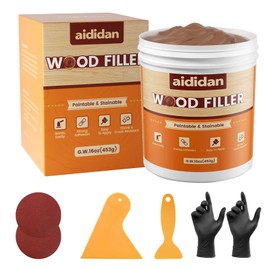 Wood Filler, Wood Repair Kit,16 Ounce Paintable & Stainable Wood Putty Filler, Wood Scratch Cracks Holes Repair Furniture, Exterior Wood Filler Water Resistant, Wood Putty,16oz, Walnut