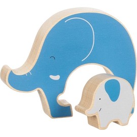 goki 57330 Wooden Elephant Puzzle - Educational Toy, Promotes Creativity, Skill, Concentration and Imagination, Set of 2, from 1 Year, Blue and White