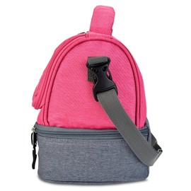 LunchBots Duplex Insulated Lunch Bag - Dual Section Design Fits Uno, Duo, Trio, Quad, Rounds, Bento Cinco Perfectly - Roomy Thermal Lunch Bag - Pink