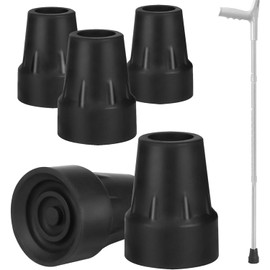 Gfertre Crutch Tips,Winter Frost and Slip Prevention, Replacement Rubber Cane Tips with Metal Washer for Support,Stretchy Universal Size 3/4 Inch to 7/8 Inch,5PCS