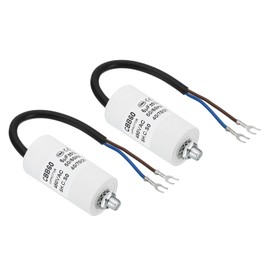 PATIKIL 6uf CBB60 Run Capacitor,2Pcs AC 450V U Terminal Wires 50/60Hz Cylinder Bottom with M8 Screw for Washing Machine, Cleaning Machine Pump Motor Star