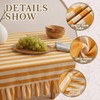 Tudomro 1 Pcs Ruffle Edge Striped Tablecloth, 84'' x 60''