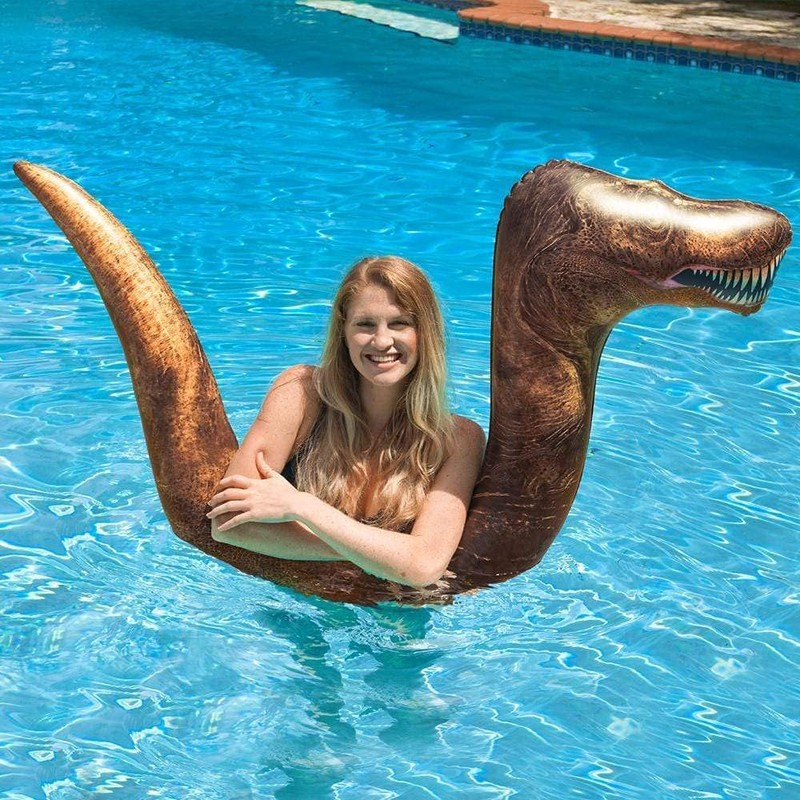Fideos inflables para natación de animales de dinosaurio T-Rex