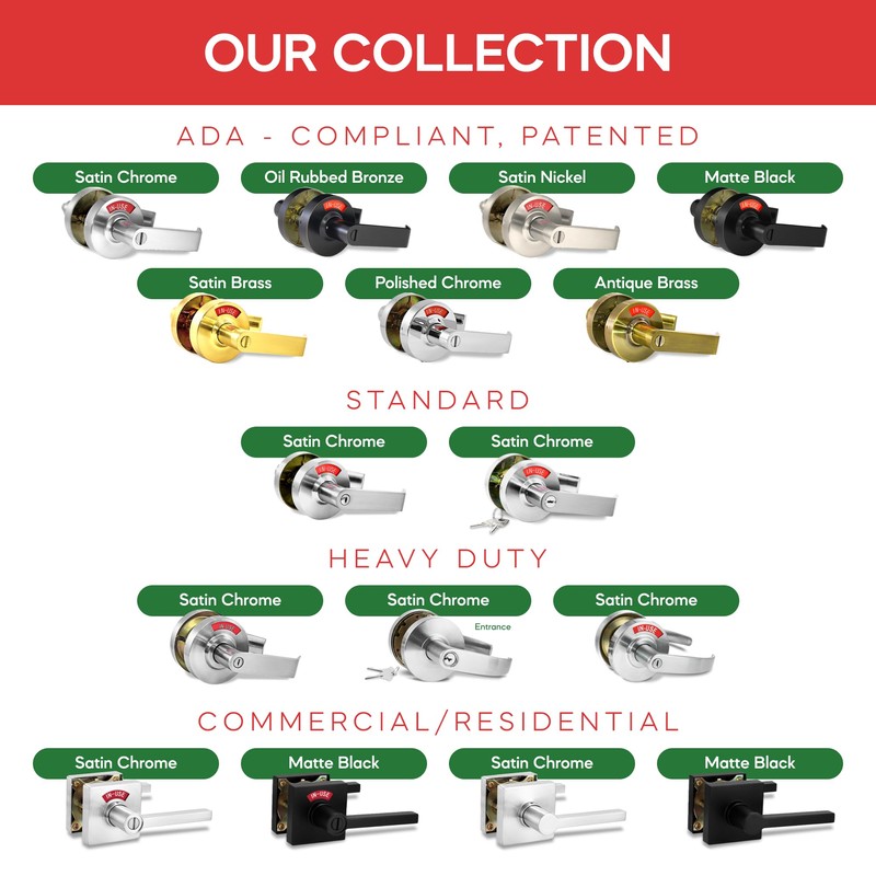 VIZILOK Passage Interior Lock and Lever P3FS, Durable ANSI GRADE2