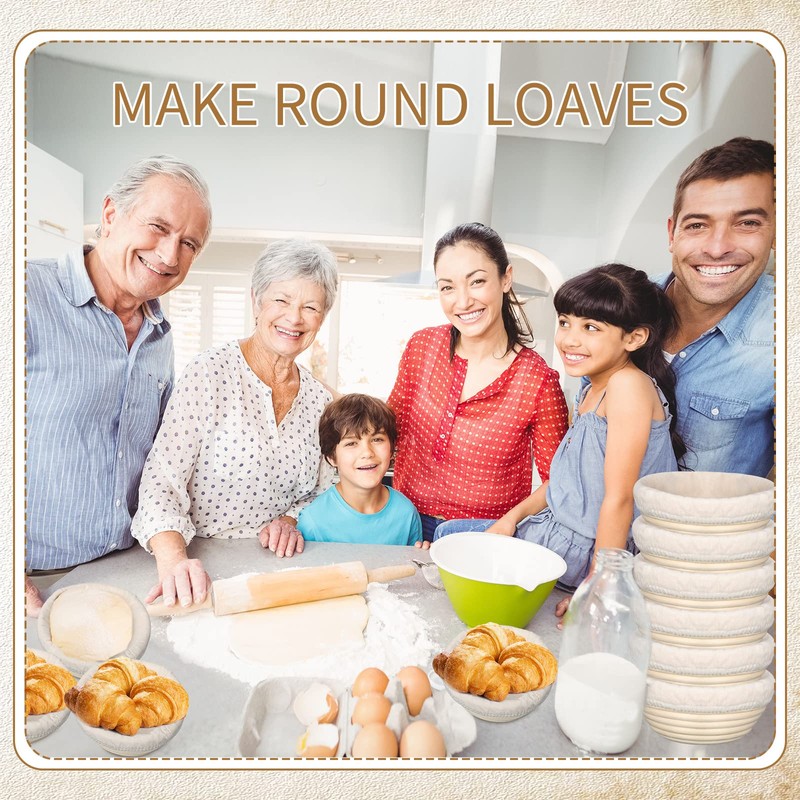 Irenare 10 Pcs Bread Banneton Proofing Basket Round Dough Sourdough