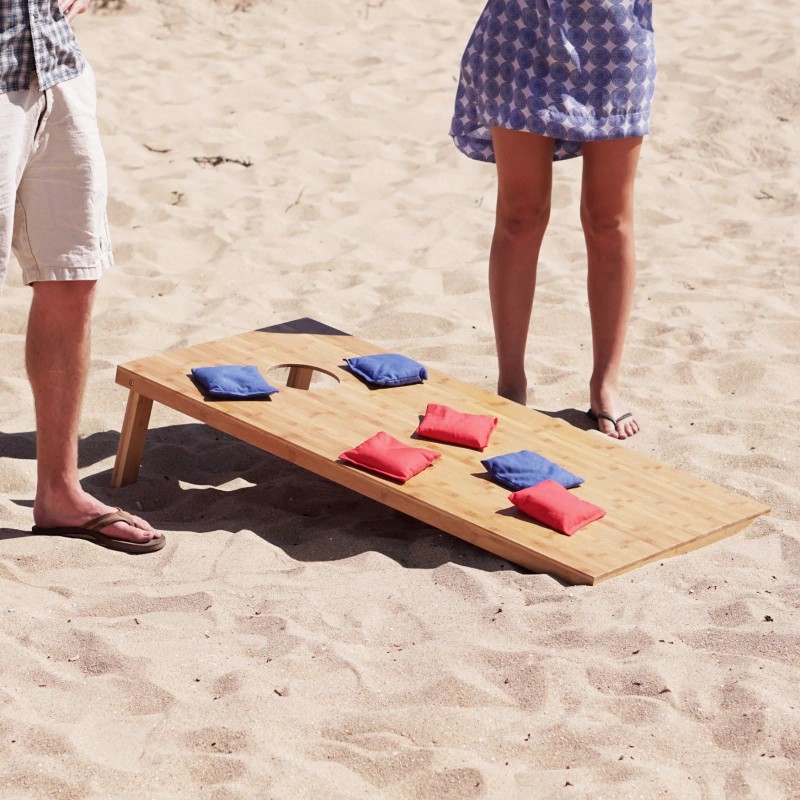GoSports Regulation Size Bamboo Cornhole Toss Set | 8 Bean