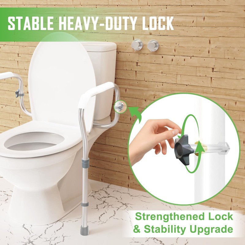 ZOLIQUEX Toilet Safety Rail for Seniors with 2 Reinforced Nuts,