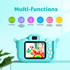 Cocopa Kids Camera Digital Camera for 3-12 Year Old Girls,1080P HD Video Camera for Kids with 32GB SD Card/2 Inch IPS Screen, Birthday Christmas Toy Gifts for 3 4 5 6 7 8 Year Old Girls (Mint)