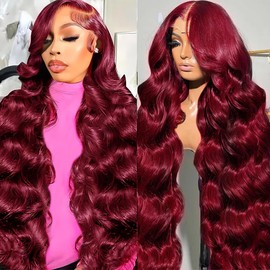pidrez 30 Inch Burgundy Lace Front Wigs Human Hair 13x6 99j Body Wave Lace Front Wigs Human Hair Pre Plucked Red Wig 99j Burgundy Lace Front Wigs Human Hair Wigs for Women 180 Density Burgundy Wig