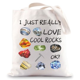 G2TUP Rockhounding Lovers Rock Collectors Tote Bag I Just Really Love Cool Rocks Geology Gifts Rock Hunter Handbag (Really Love Cool Rocks T Bag)