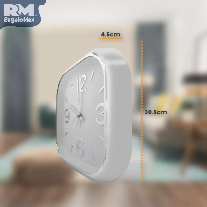 Rm Regalomex Reloj Análogo De Pared Cuadrado Plástico