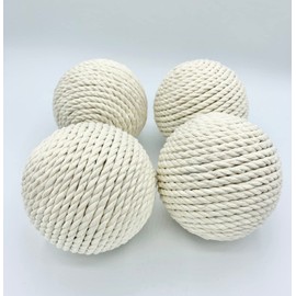 Nautical beige cream rope wrapped balls- bowl filler set of 4- home decor