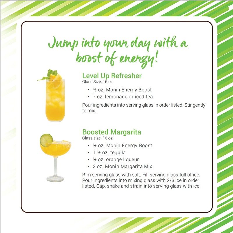 Monin - Energy Boost, Liquid Energy Supplement, Subtle Tea Flavor,