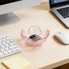 Golden-edged pink Flower Glass Ring Dish, Jewelry Tray Ring Holder