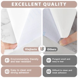 Vinjiasin Marble Contact Paper, Removable Peel and Stick Wallpaper, Waterproof Self Adhesive Contact Paper for Countertops Living Room Kitchen Cabinets Bathroom (15.7" x 78.7")