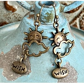 Bronze Hoop Dangle Earrings Wish Hope. Jewelry Earrings for Women #3298FE97