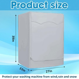 Ericlin 2Pack Washer and Dryer Covers, Washine Machine Cover for Waterproof Dustproof Waterproof Zipper Design for Easy Use Fit for Most Front-loading Machine (Silve)