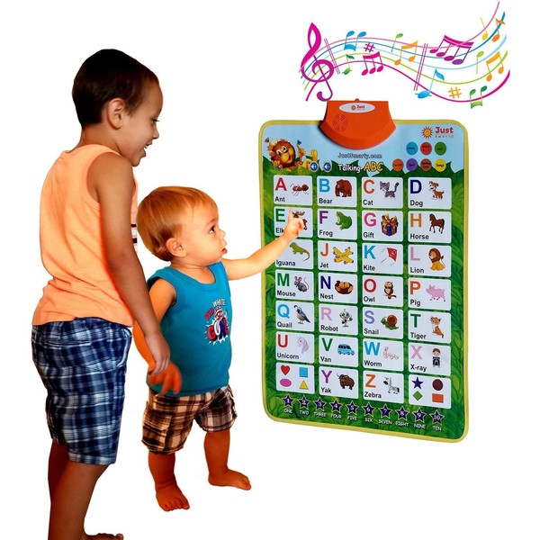 Just Smarty Alphabet Learning Toy for Boys and Girls 3 Years Old & Up. Educational Interactive Poster for Kids to Learn Letters, Numbers, Shapes, Colors, Spelling, with Games, Quizzes and Music