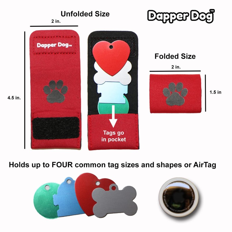 Dapper Dog Pet Tag Silencer and AirTag Holder (Black with