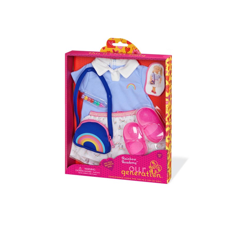 Our Generation Rainbow Academy Outfit – Multi-coloured School Uniform with