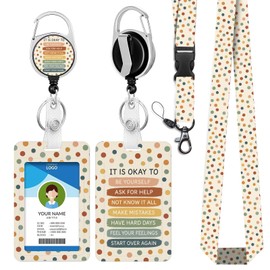 IBOVODI Teacher Lanyard with ID Holder, Inspirational Quote Lanyards for Id Badges Keys, Cute ID Badge Holder with Lanyard Badge Reel Retractable, Keychain Clip Name Tag ID Card Holder for Women