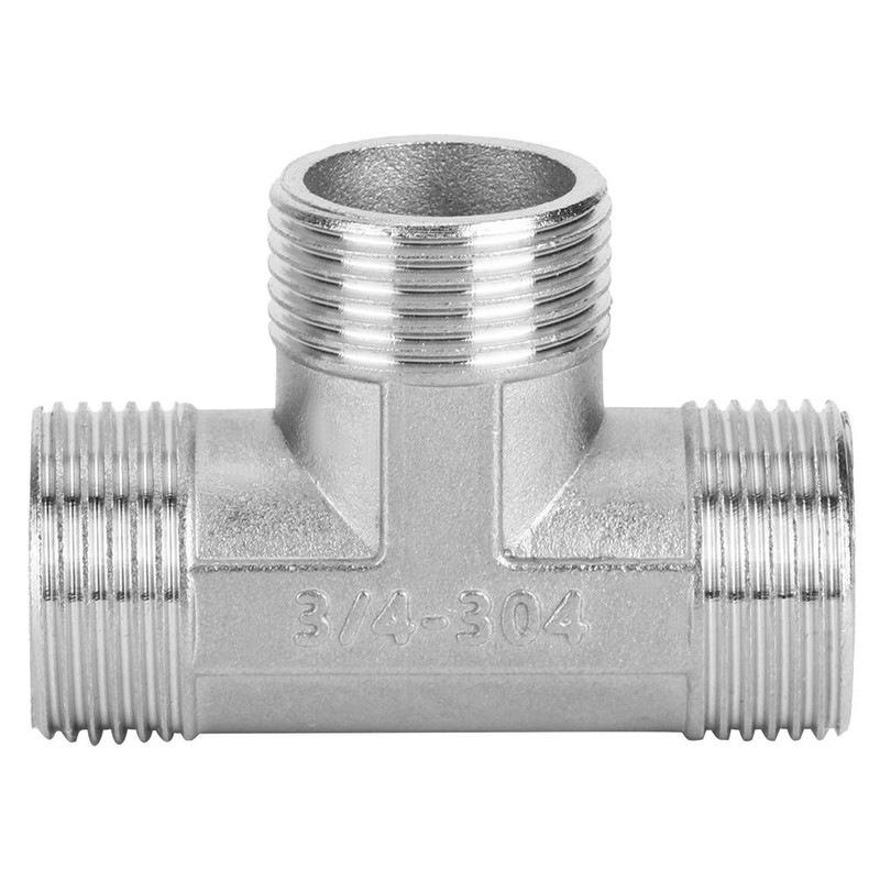 3/4 Stainless Steel Tee Fitting - 3-Way Pipe Connector -