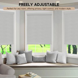 Dailyshades Blackout Roller Shades, Cordless Blinds with Valance, Window Shades for Home, Door Blinds, Thermal Insulated, Double-Sided Linen Day and Night Window Shades (36" W x 72" H, Light Gray)