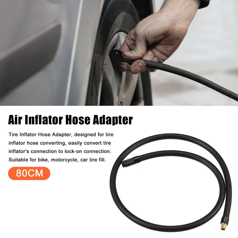 QUARKZMAN Car Tyre Inflator Extension Hose 80 cm Lining Adapter