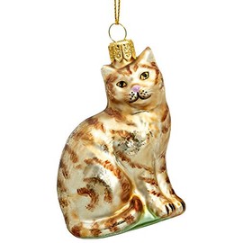 SIKORA BS705 Cat Christmas Tree Decoration Glass Figure Christmas Tree Pendant - Premium Line, Variant: Red Tied