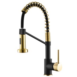 AIMADI Black Faucet Kitchen,Commercial Black Gold Kitchen Faucet Matte Black Modern Single Handle Kitchen Faucet with Pull Down Sprayer for Rv Farmhouse Camper