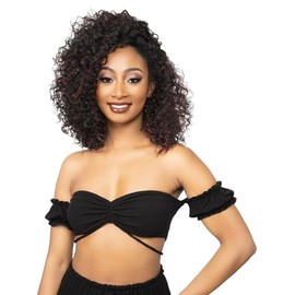 Janet Collection Remy Illusion Easy N Swift DOHA Half Wig Human Hair feel Prime Unimix - Deep & Wide Comb Curly Short Length (COLOR #2), 2 (Medium Brown)