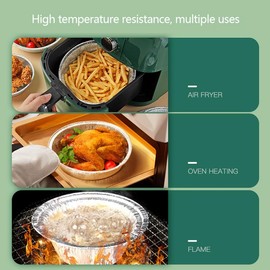 50pcs 6/7/8/9inch Tin Foil Dishes Air Fryer Tin Foil Bowl Round Baking Pan Tin Foil Box Tin Foil Oven Household Disposable Aluminum Foil Tin Foil Tray for Baking Cooking (Silver,For 7-inch 4-6L fryer)