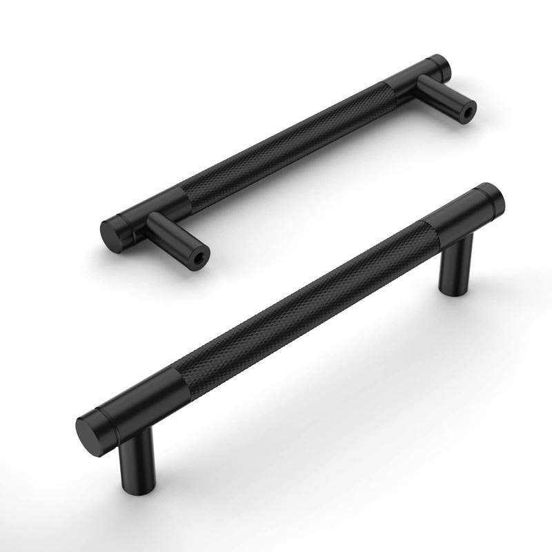Amerdeco 10 Pack Matte Black Knurled Cabinet Pulls 128mm Hole