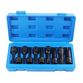 maXpeedingrods 10Pcs 1/2 Inch Drive Torx Impact Socket Set, Impact Torx Bit Star Socket Sets, T30 T40 T45 T50 T55 T60 T70 T80 T90 T100, 3-Inch Extra Long Socket Bits Set with Case