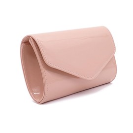 Brymthy Patent Leather Envelope Clutch Purse Shiny Shoulder Bag Candy Chain Evening Bag Elegant Handbag, Red